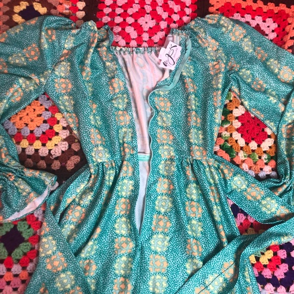 1960’s Green Pattern Maxi Dress - Picture 5 of 7
